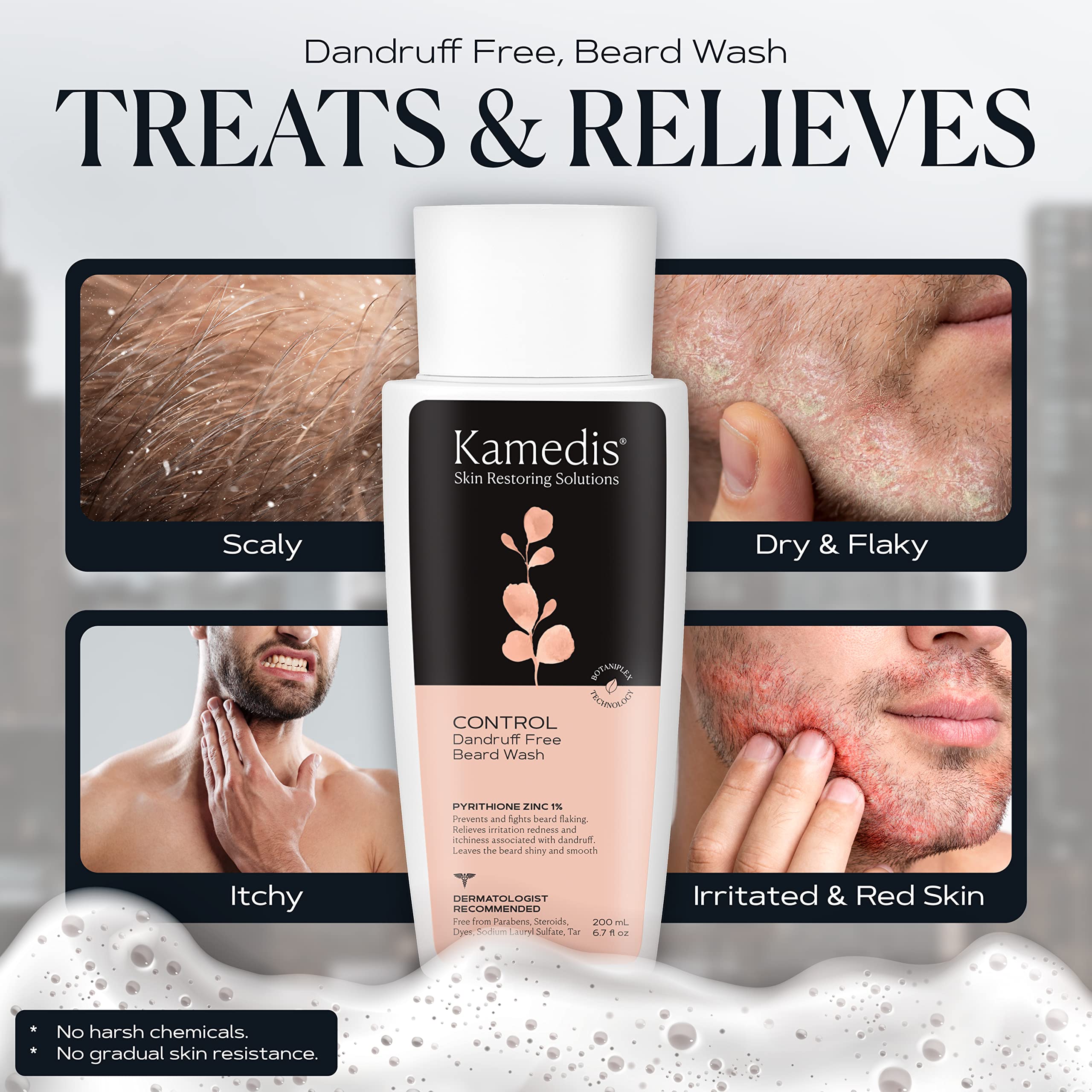 KAMEDIS Beard Wash massaging onto face and beard