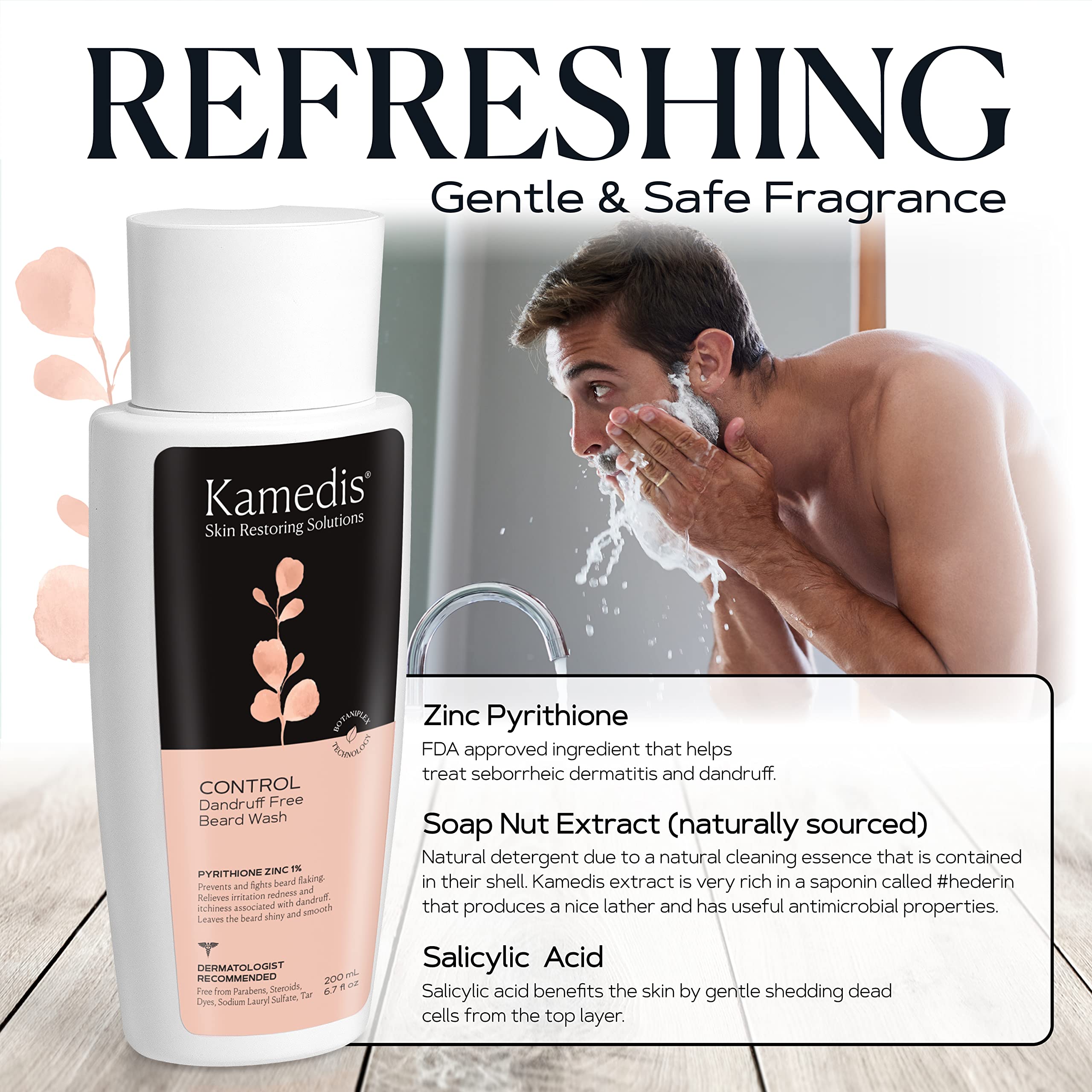 KAMEDIS Beard Wash applied to facial skin and beard