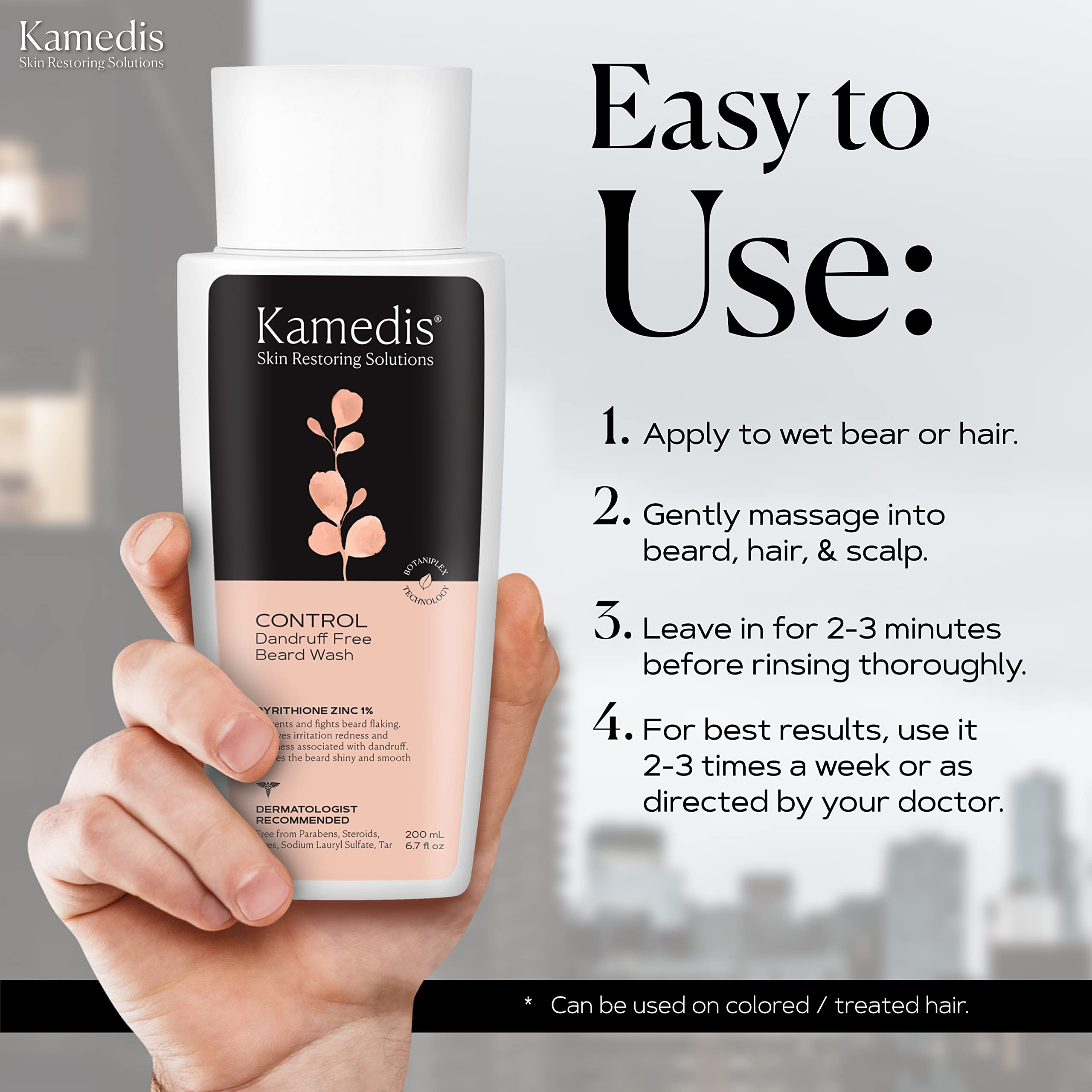 KAMEDIS Beard Wash pump-dispense for mess-free use