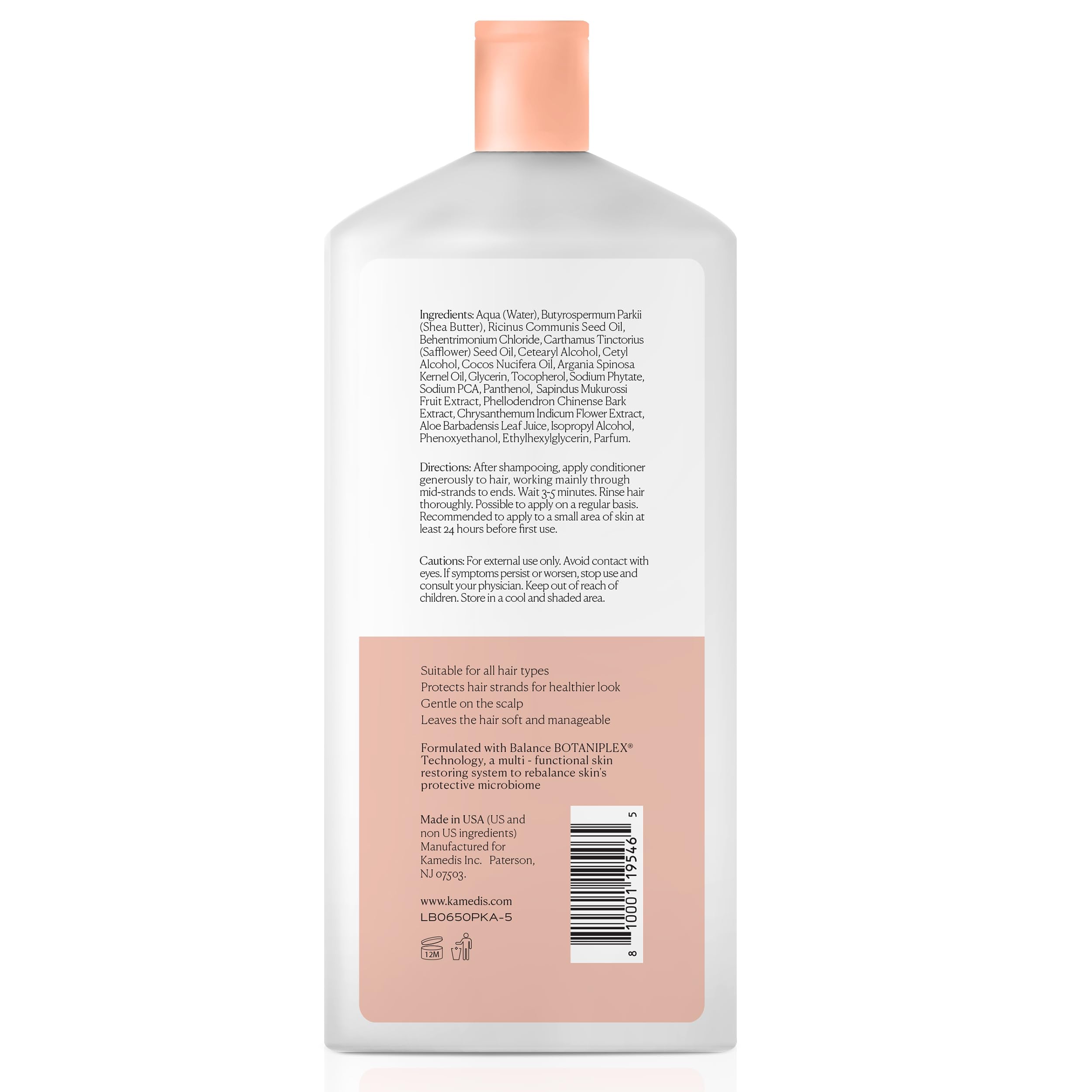 KAMEDIS Hair Conditioner ingredients botanicals highlighting shea butter and argan oil for nourishment