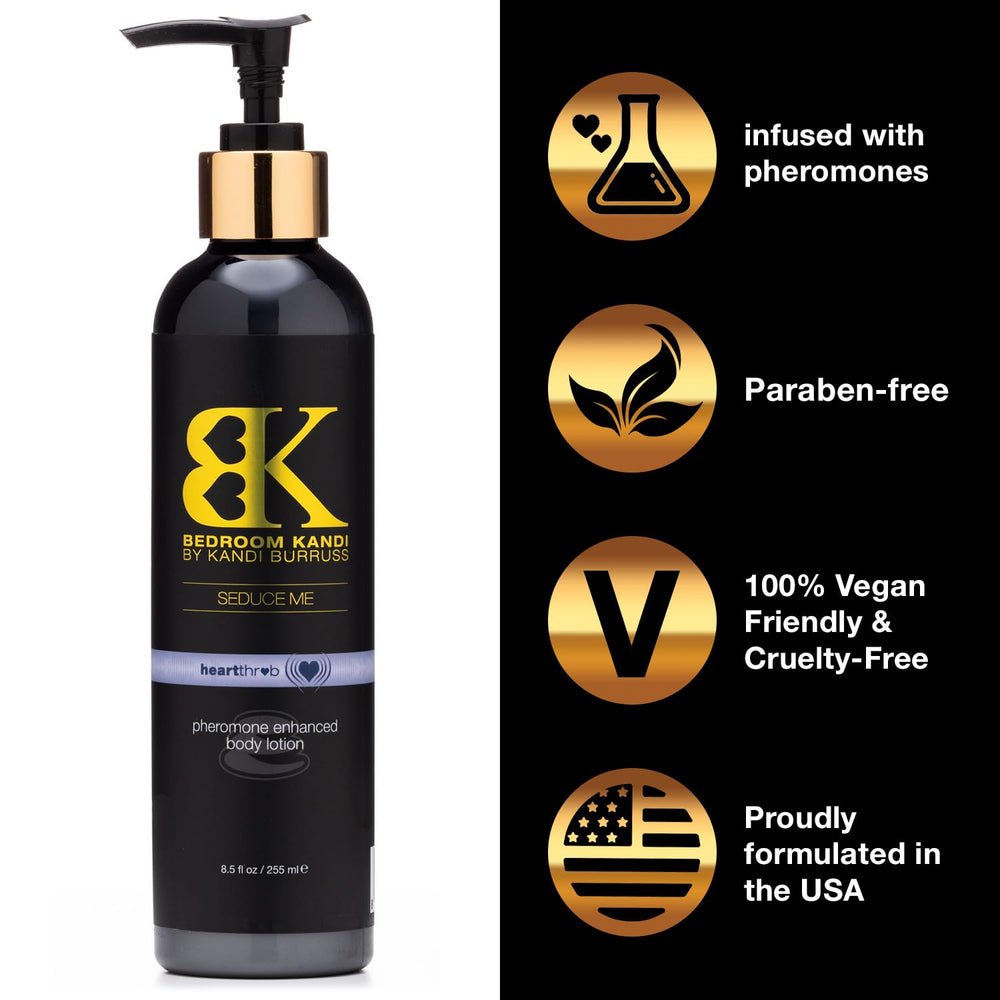 Hand applying Heartthrob lotion after a shower for daily moisture.
