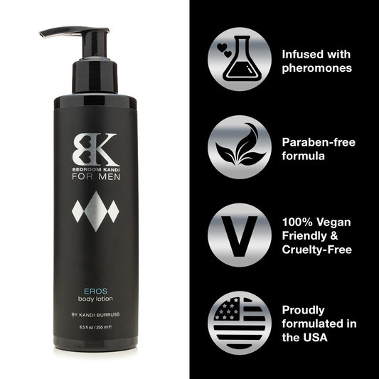 Kandi men's lotion on arm shows quick absorption and fresh scent.