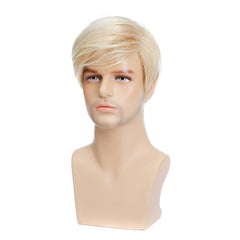 Kaneles men's blonde wig back view emphasizing seamless styling and durability.