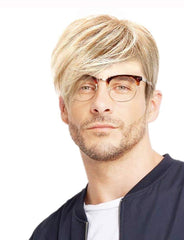 Kaneles men's blonde wig front view showing natural look for daily wear.