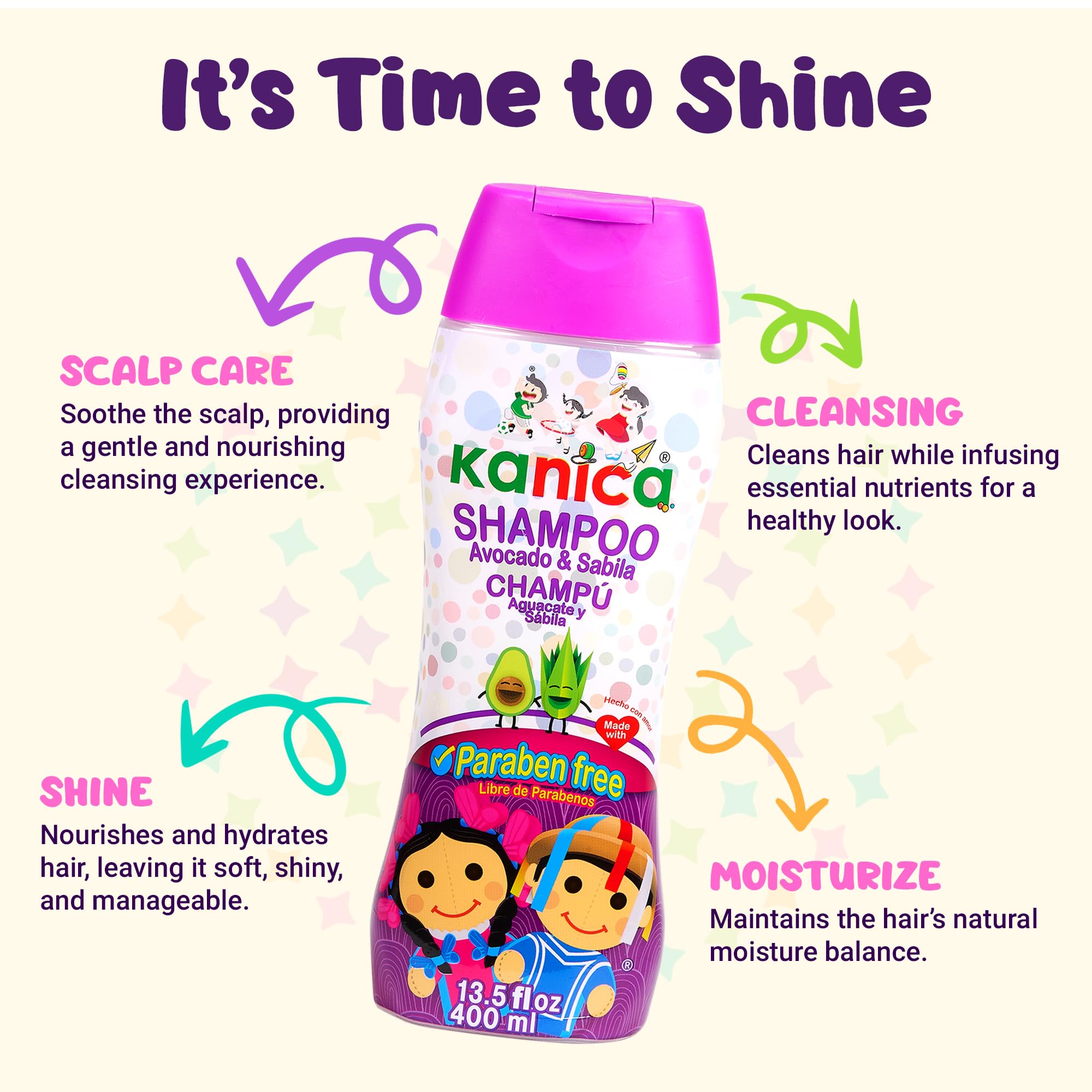 Rinse-friendly formula speeds bath time with KANICA shampoo.