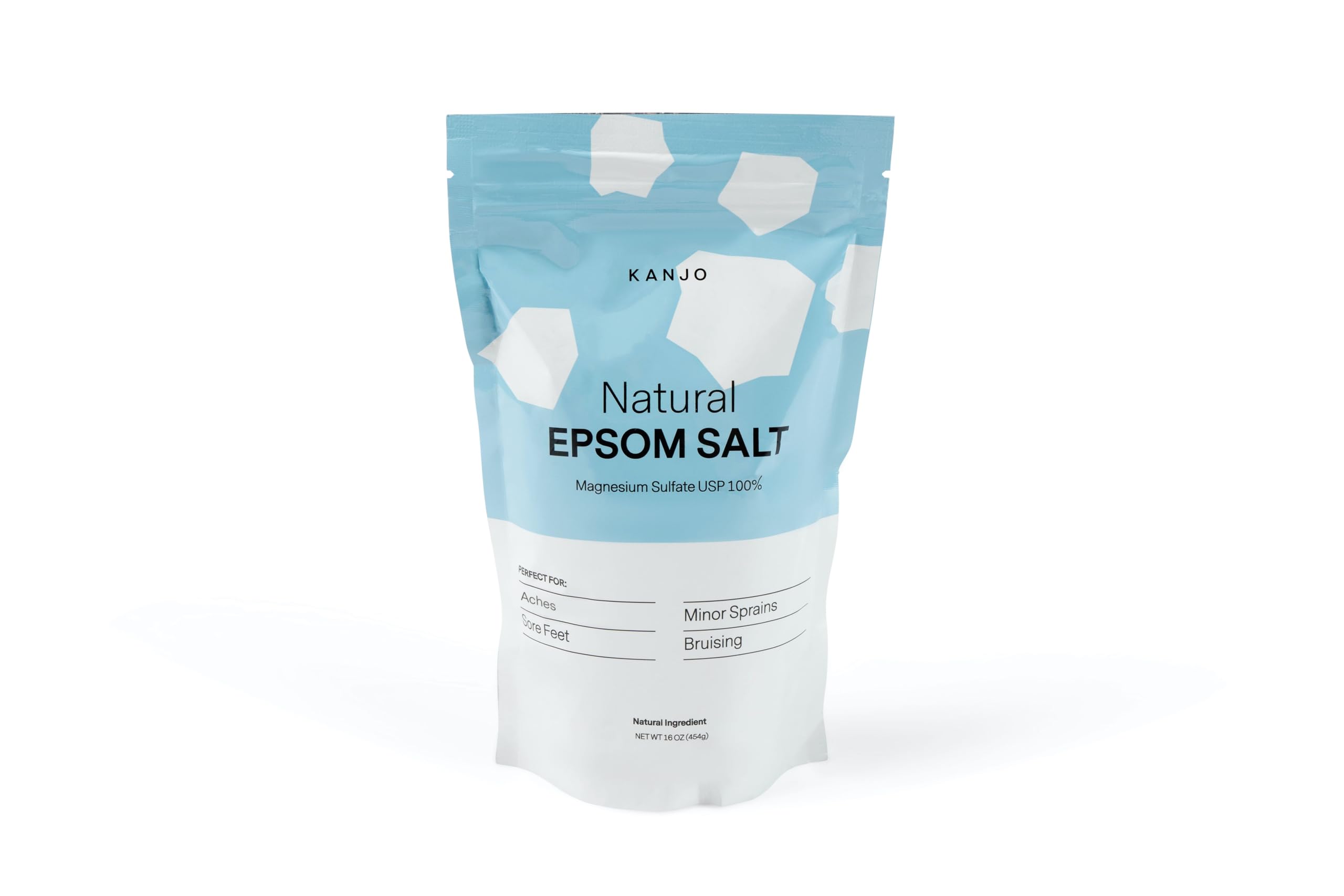 Kanjo Epsom salt-dissolve-in-warm-water shows quick dissolution for a soothing soak.