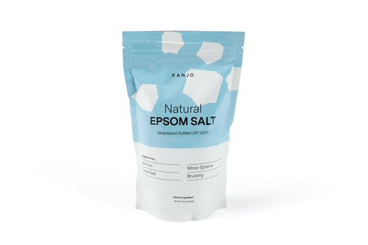 Kanjo Epsom salt-dissolve-in-warm-water shows quick dissolution for a soothing soak.