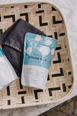 Kanjo Epsom salt-muscle-relief soaks away stiffness during a quick bath.