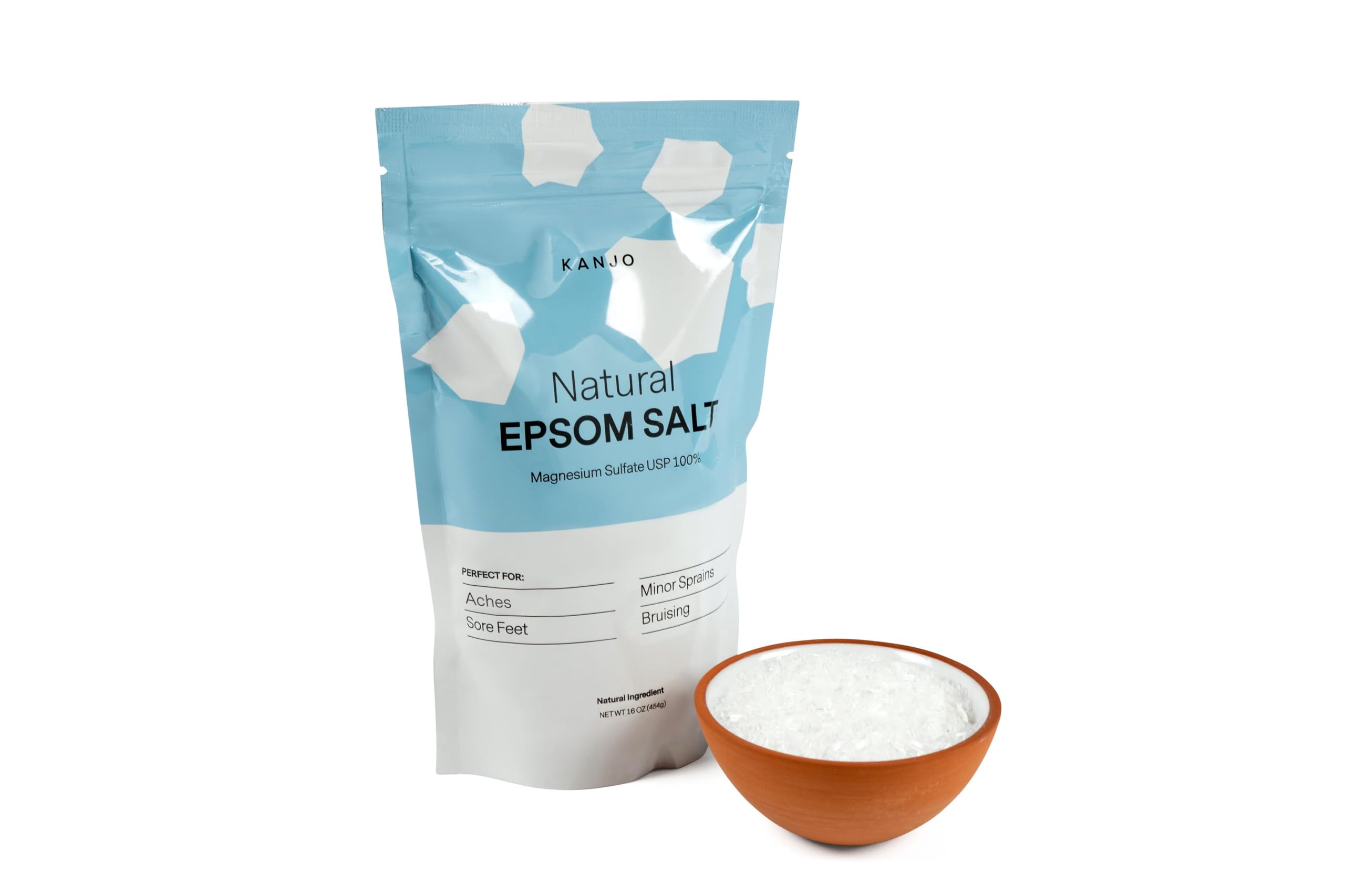 Kanjo Epsom salt-relaxing-bath-time evokes a spa-like session at home.