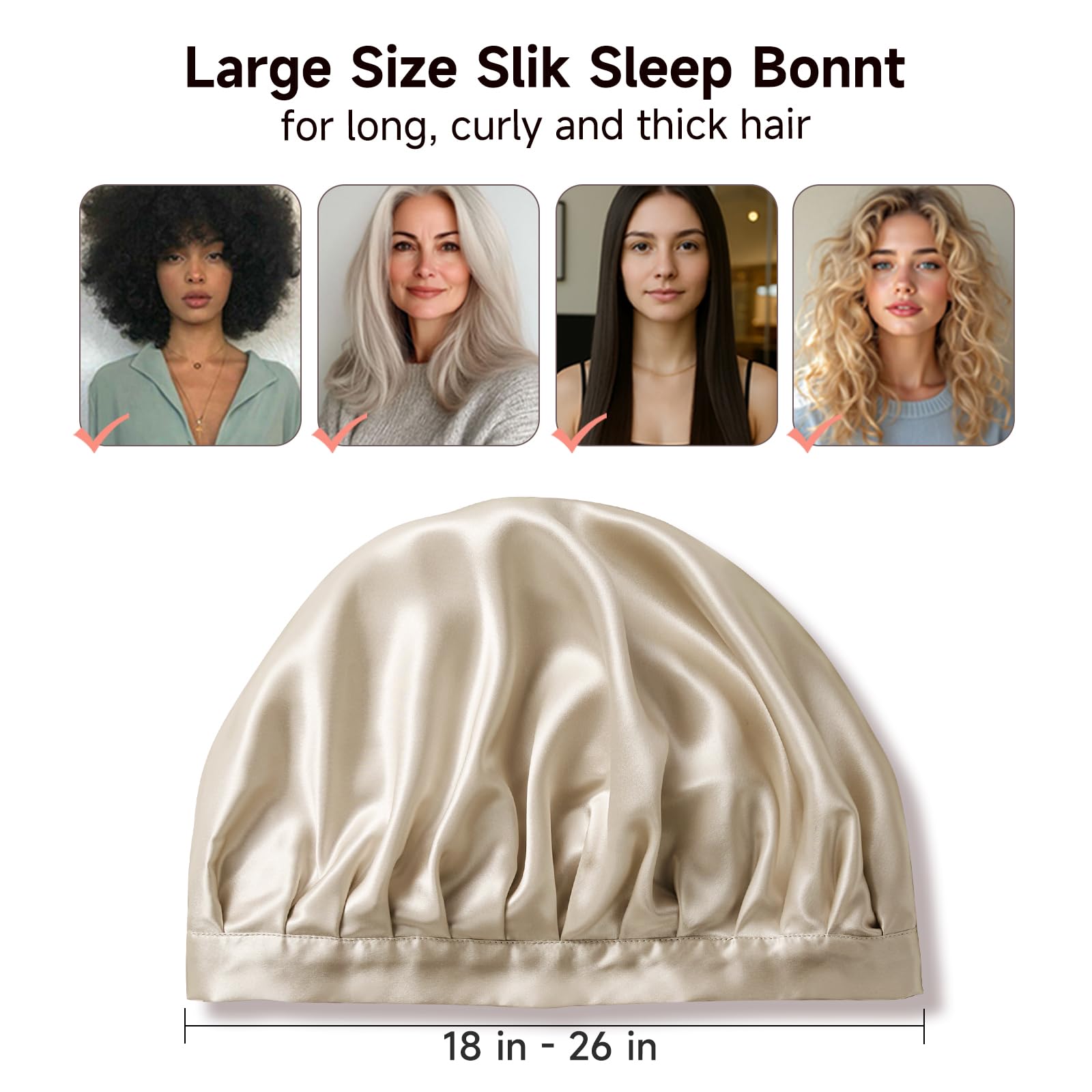 Kaome silk bonnet breathable champagne fabric for comfortable nights