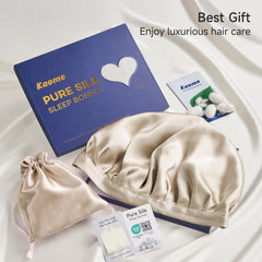 Kaome silk bonnet gift box champagne presentation and travel bag