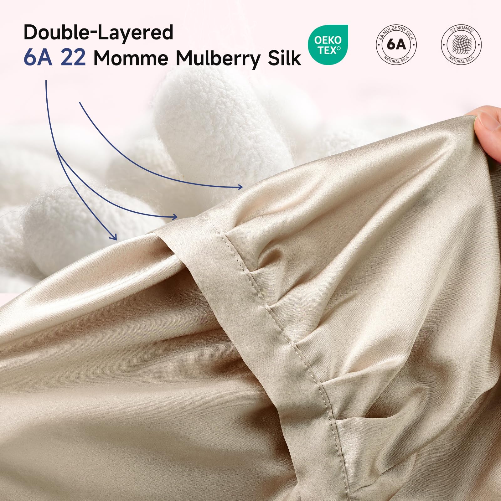 Kaome silk bonnet stays in place champagne for all-night comfort