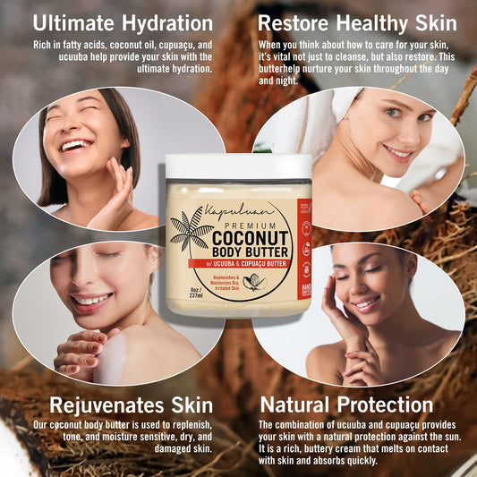 Kapuluan Coconut Body Butter texture swirl highlights creamy moisture.
