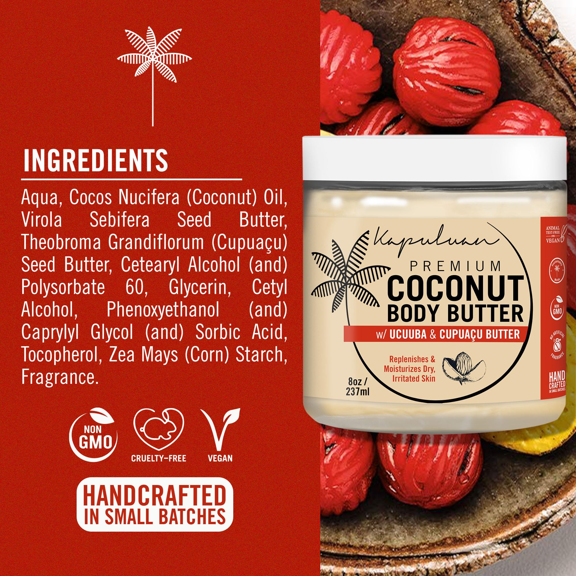 Kapuluan Coconut Body Butter tiger orchid scent evokes tropical freshness.