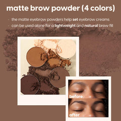 Kara Beauty Eyebrow Kit swatches on skin show blendable color.