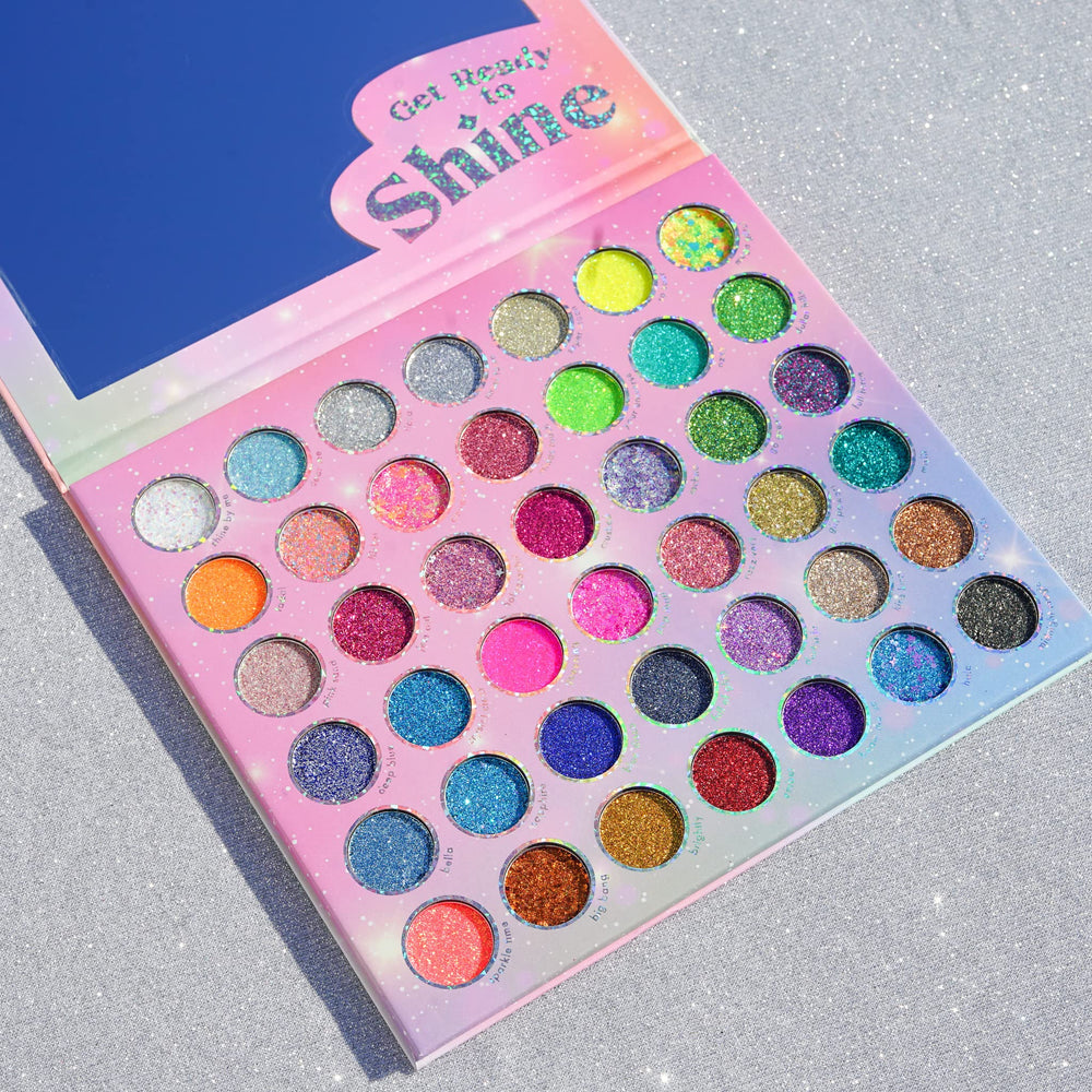 Kara Beauty Mega Glitz face and body glitter application for easy sparkling looks.