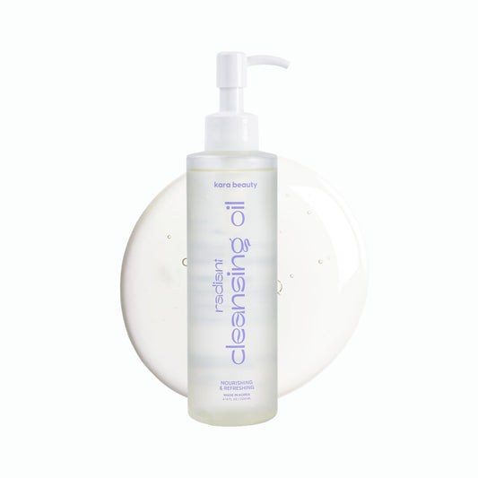 Kara Beauty Radiant Cleansing Oil bottle pour for easy makeup removal