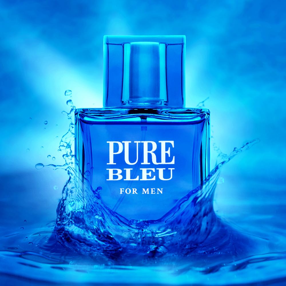 Karen Low Pure Blue lifestyle setup suggests versatile daytime scent.