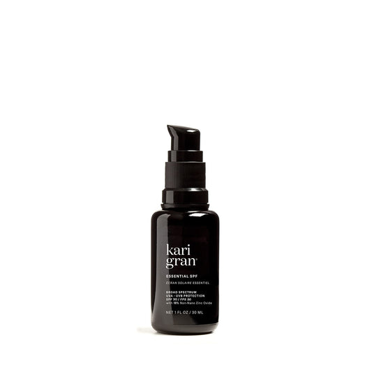 Kari Gran natural essential SPF30 bottle ready for daily sun protection.