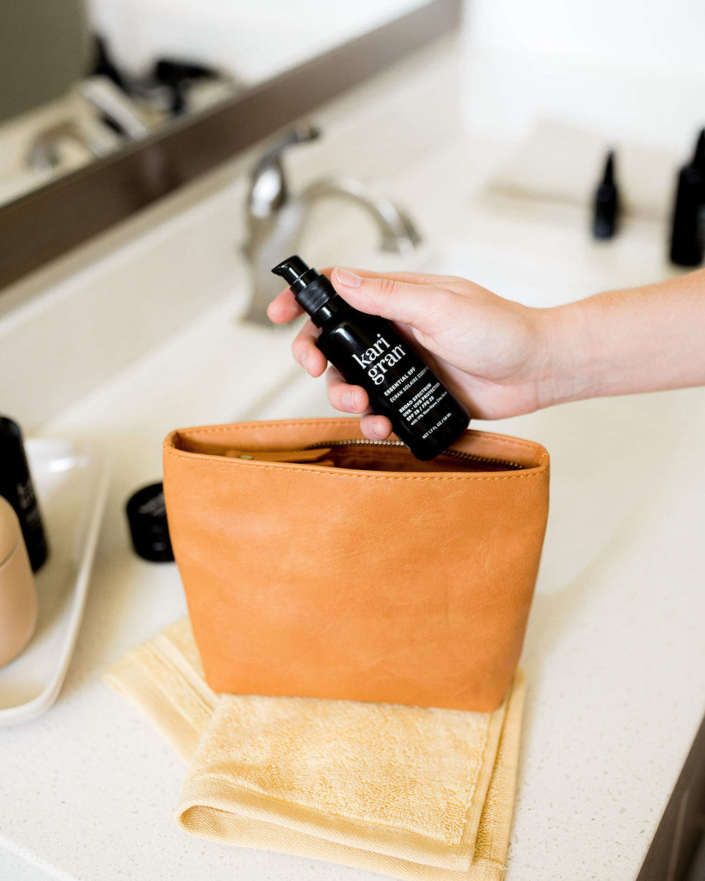 Kari Gran sunscreen on hand shows silky, non-greasy finish.