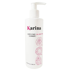 Karina Skincare Gentle Face Cleanser bottle for daily cleansing and makeup removal.