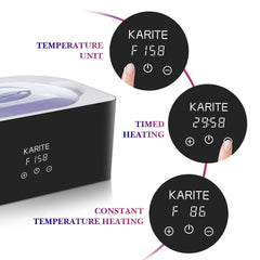 Karite paraffin wax bath keeps wax warm for ongoing sessions