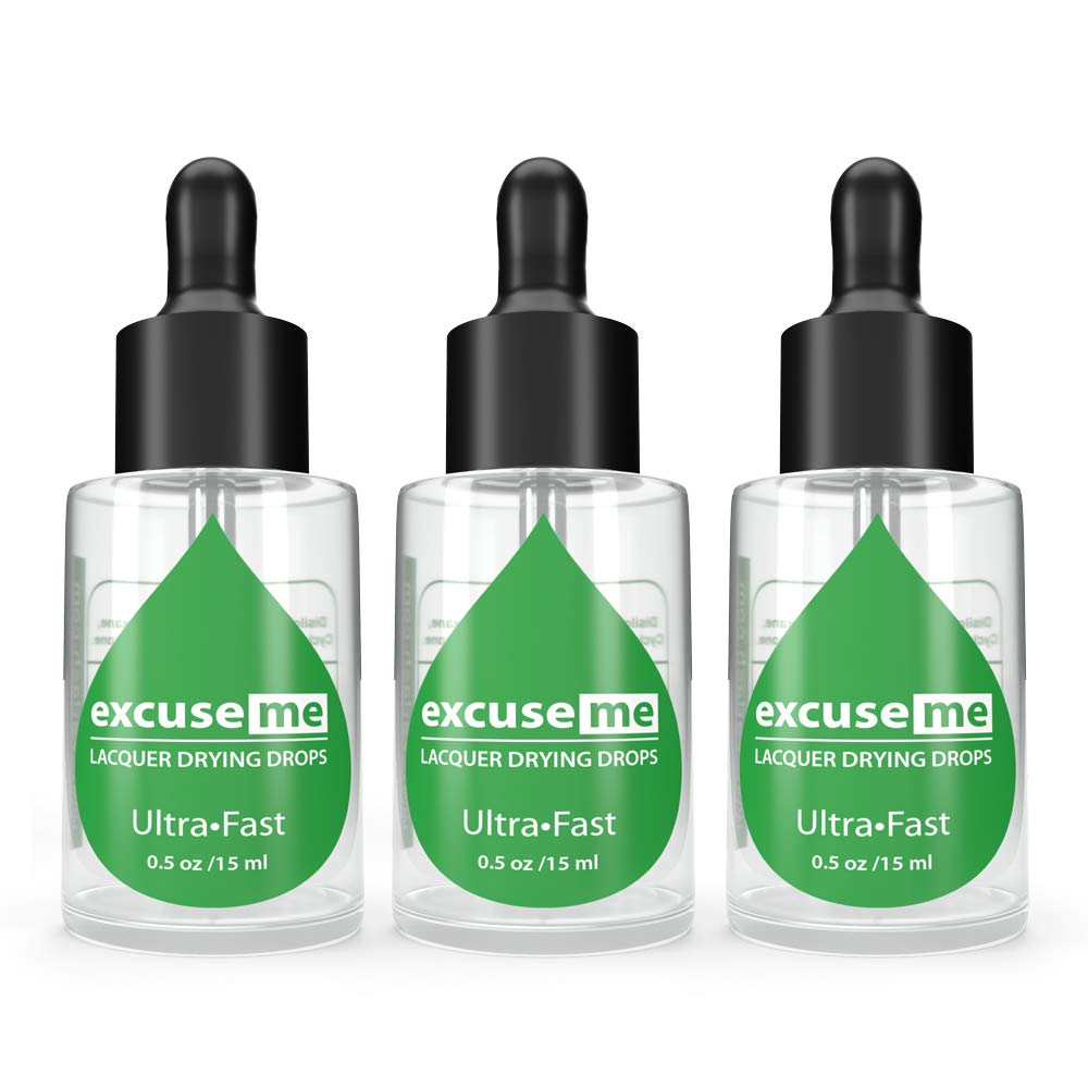 Karlash Excuse Me Drops bottle highlights rapid drying for nails.