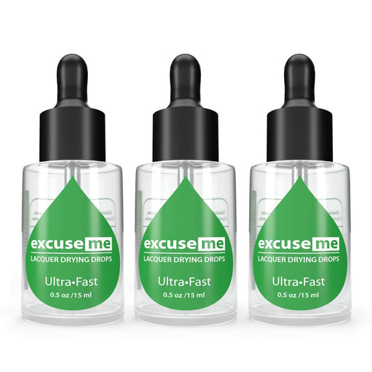 Karlash Excuse Me Drops bottle highlights rapid drying for nails.