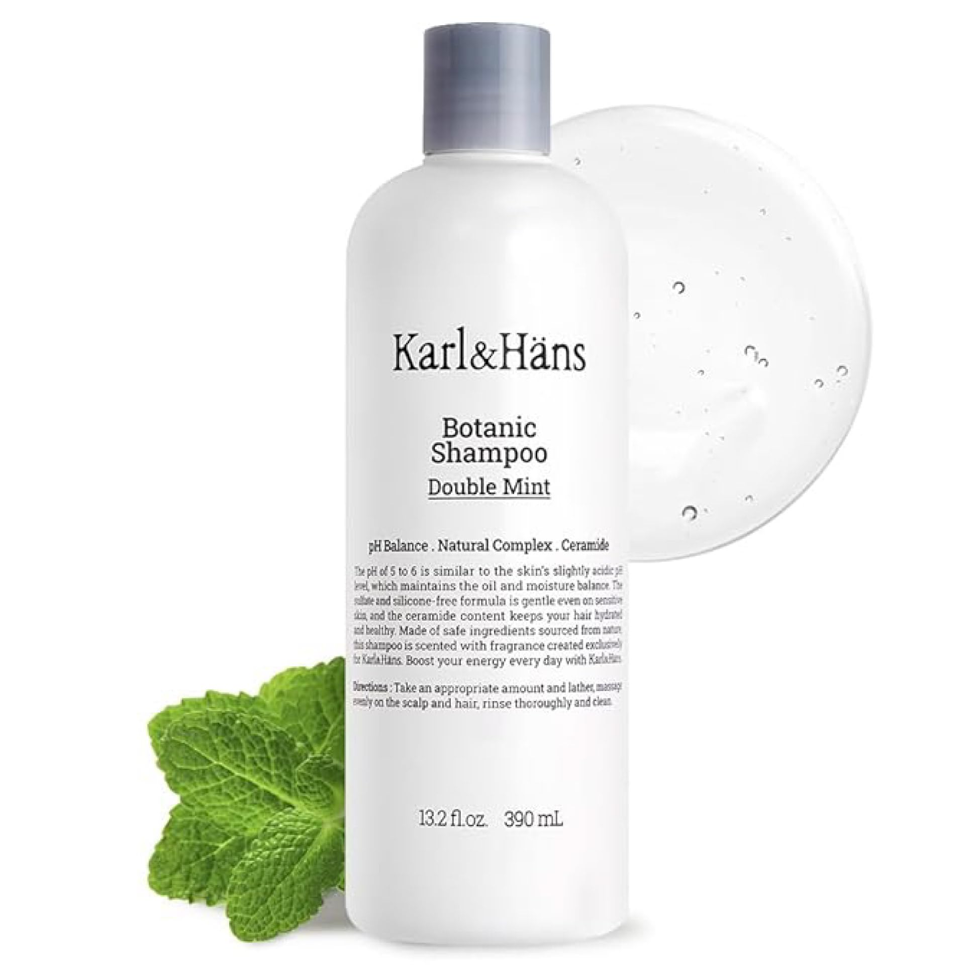 Karl&Hans Botanic Double Mint Shampoo bottle for a refreshing cleanse.