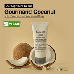 Karl&amp;Häns Botanic Gourmand Coconut Conditioner pump enabling easy, mess-free application during showers.