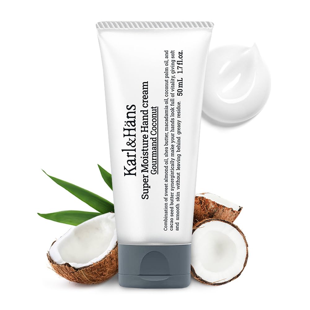 Karl&Häns coconut hand cream hero bottle showing gourmand scent and hydration