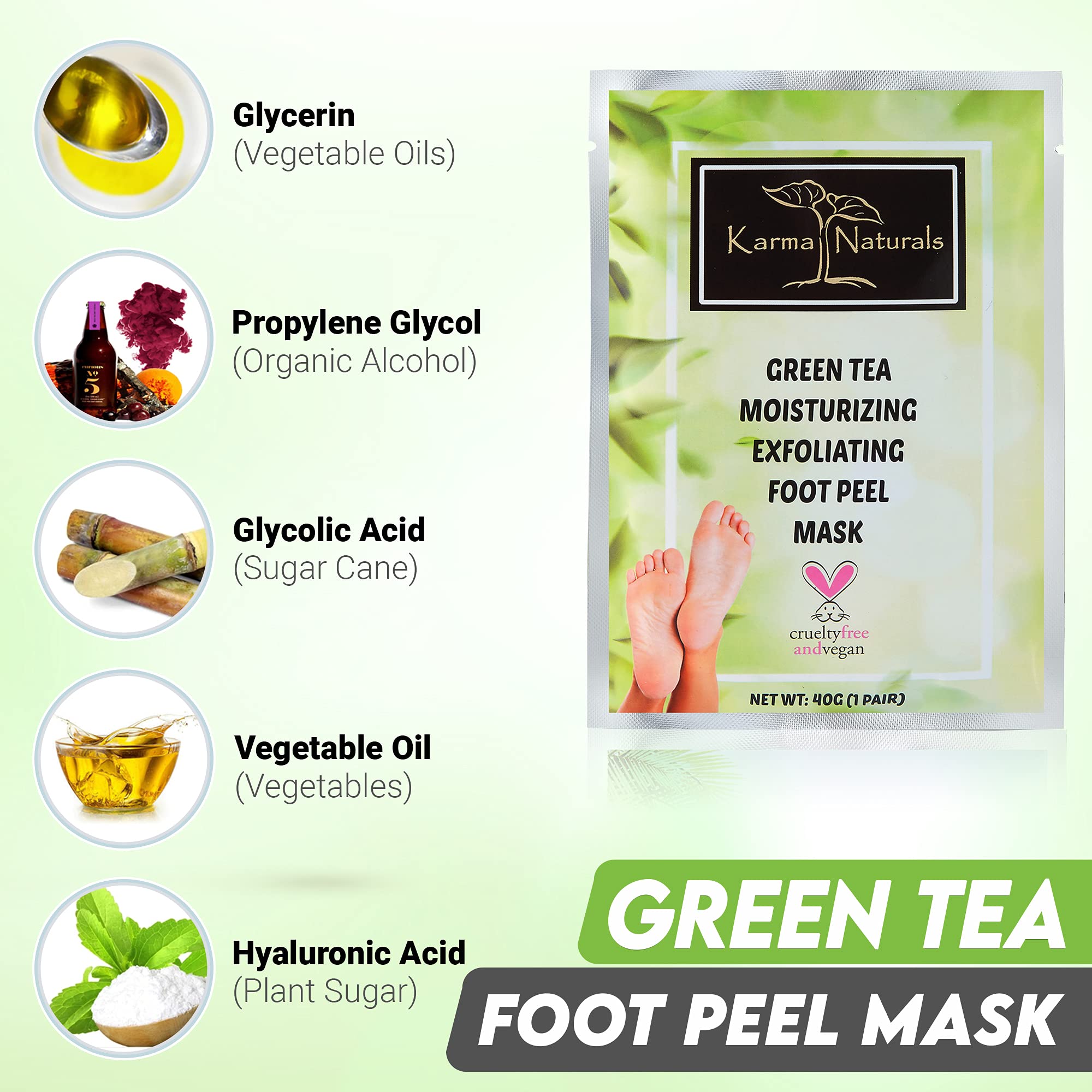 Karma Organic Foot Peel Mask before-after results on feet.