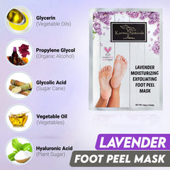 Karma Organic Foot Peel Mask Lavender set of two packaging communicates value