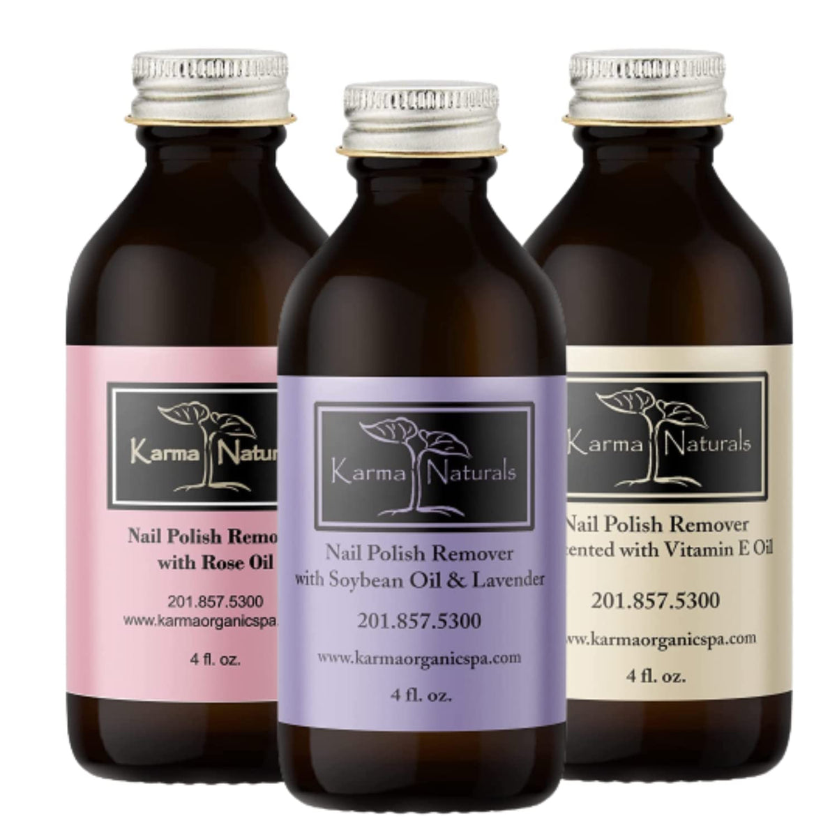 Karma Organic Lavender remover bottle shows a nourishing formula for nails
