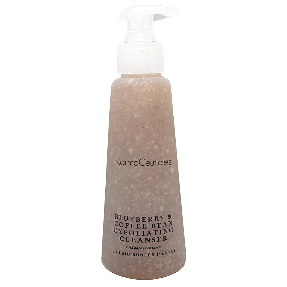 KarmaCeuticles BlueBerry and Coffee Bean Exfoliating Cleanser bottle for daily exfoliation and brightening