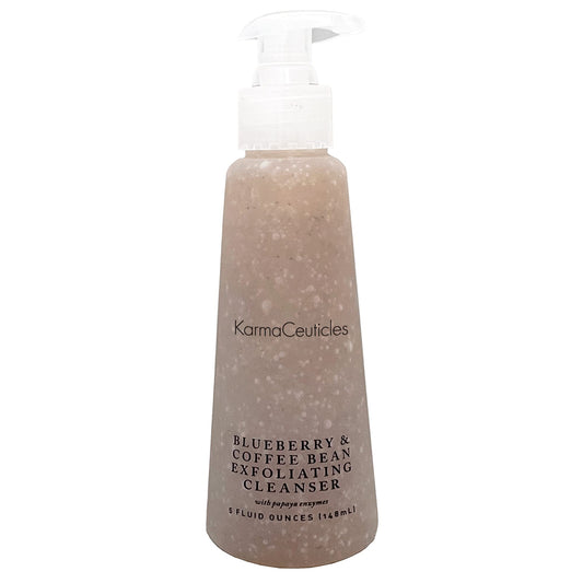 KarmaCeuticles BlueBerry and Coffee Bean Exfoliating Cleanser bottle for daily exfoliation and brightening