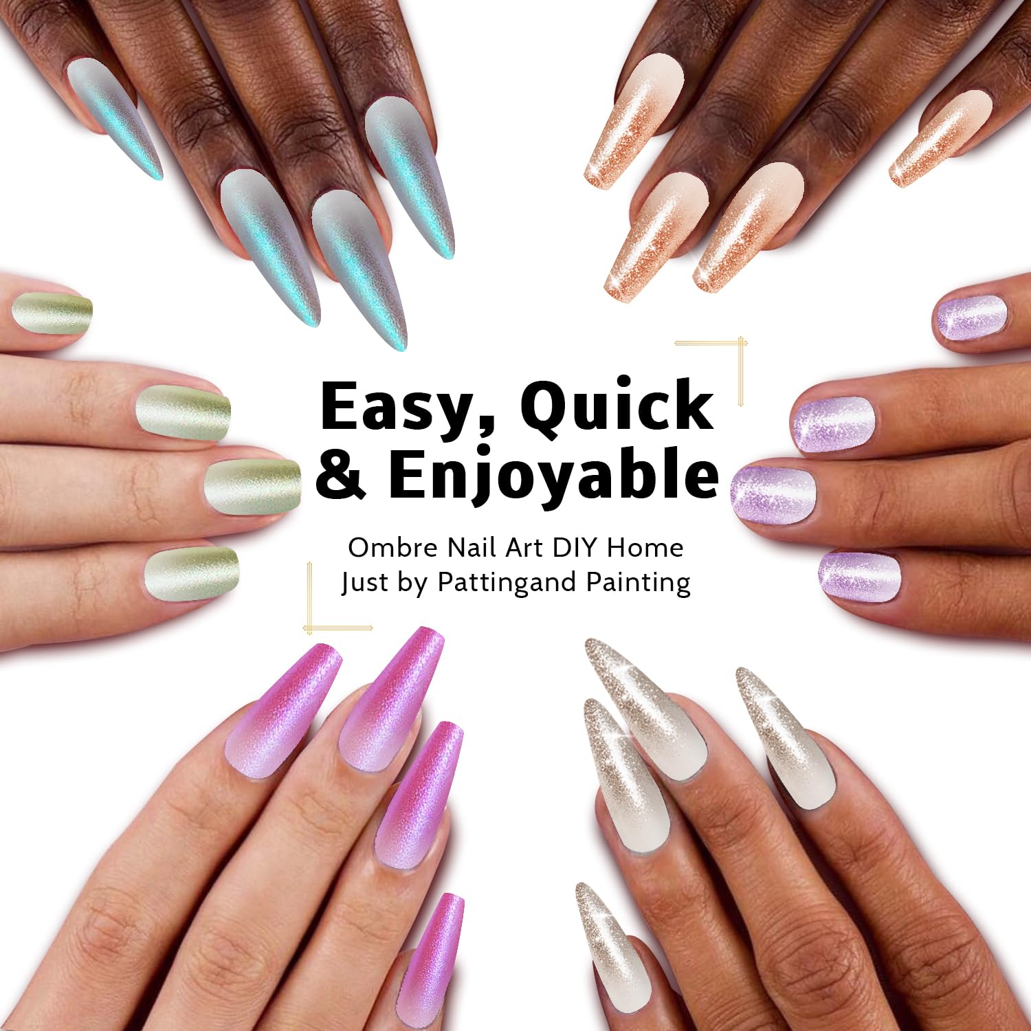 Karroy Aurora Mermaid Chrome finish nails for dazzling holographic shine.