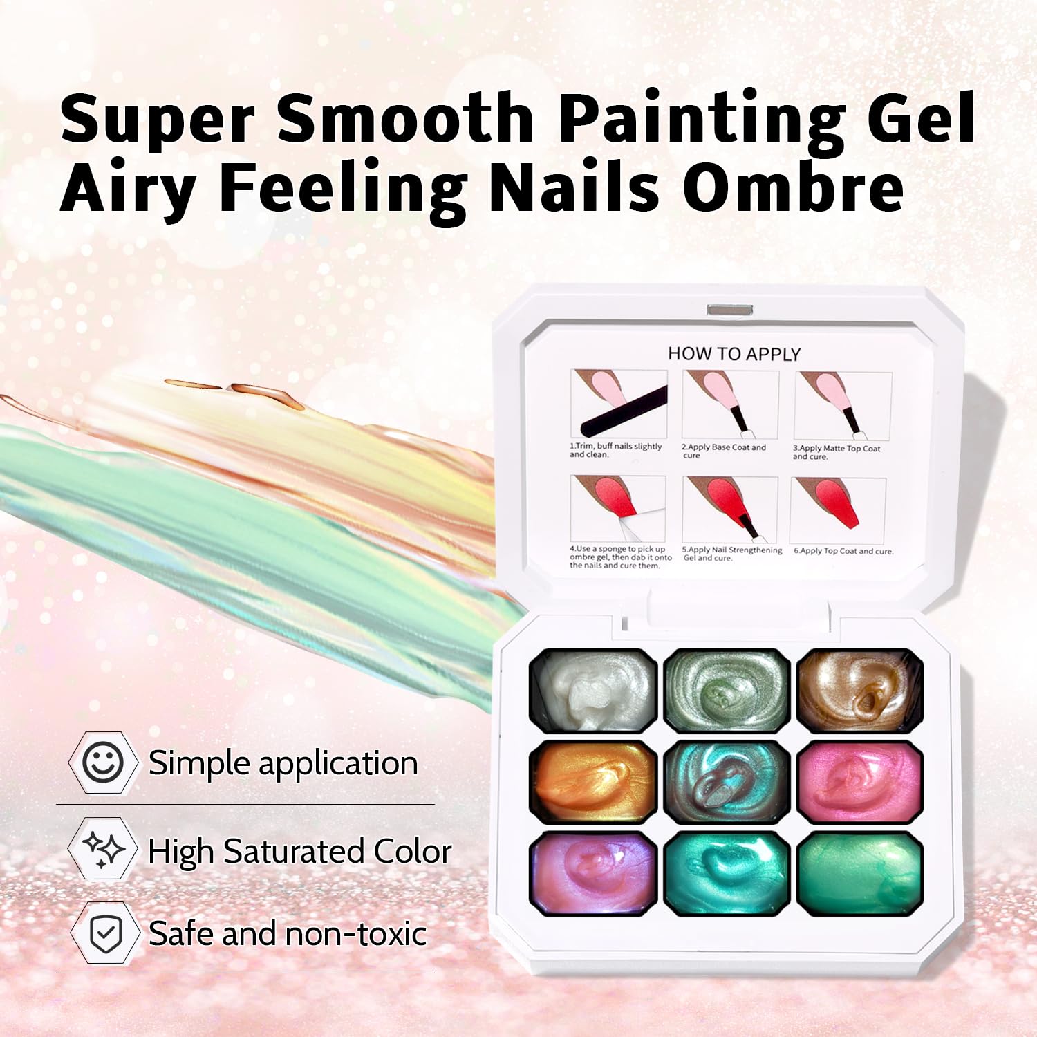 Karroy blooming aura nail design creates floral-inspired shimmer