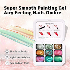 Karroy blooming aura nail design creates floral-inspired shimmer