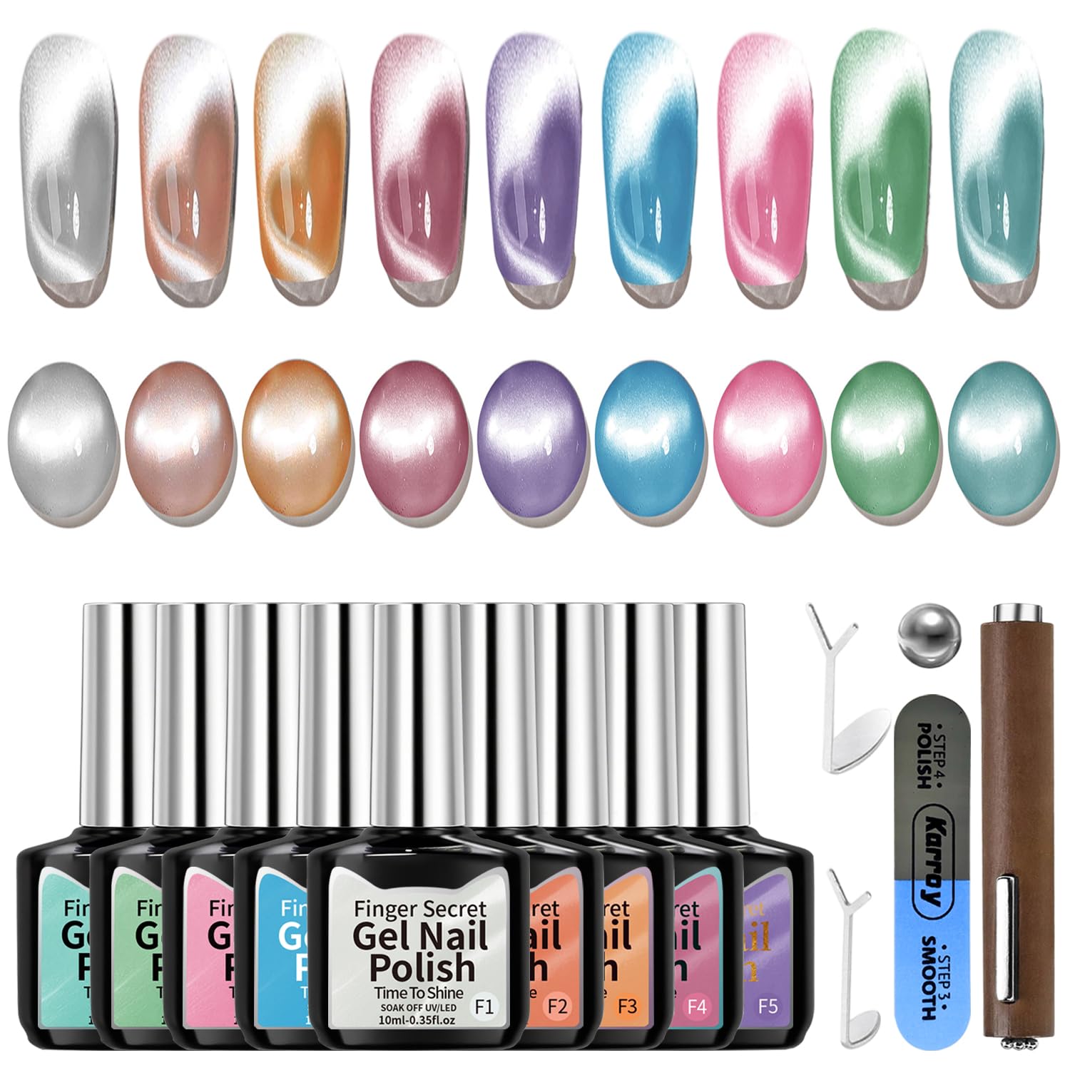 Karroy Cat Eye Gel Polish blue for radiant light-reflective nails