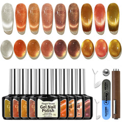 Karroy Cat Eye Gel Polish Set bottle with magnetic swirl for chic, long-lasting nails.