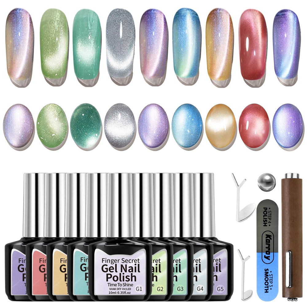 Karroy cat-eye gel nail polish set collection for versatile at-home manicures.