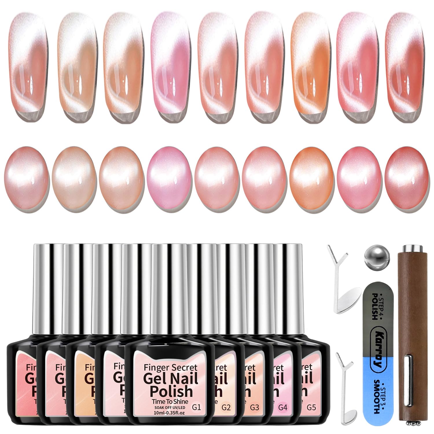 Karroy cat eye gel polish kit for at-home manicure
