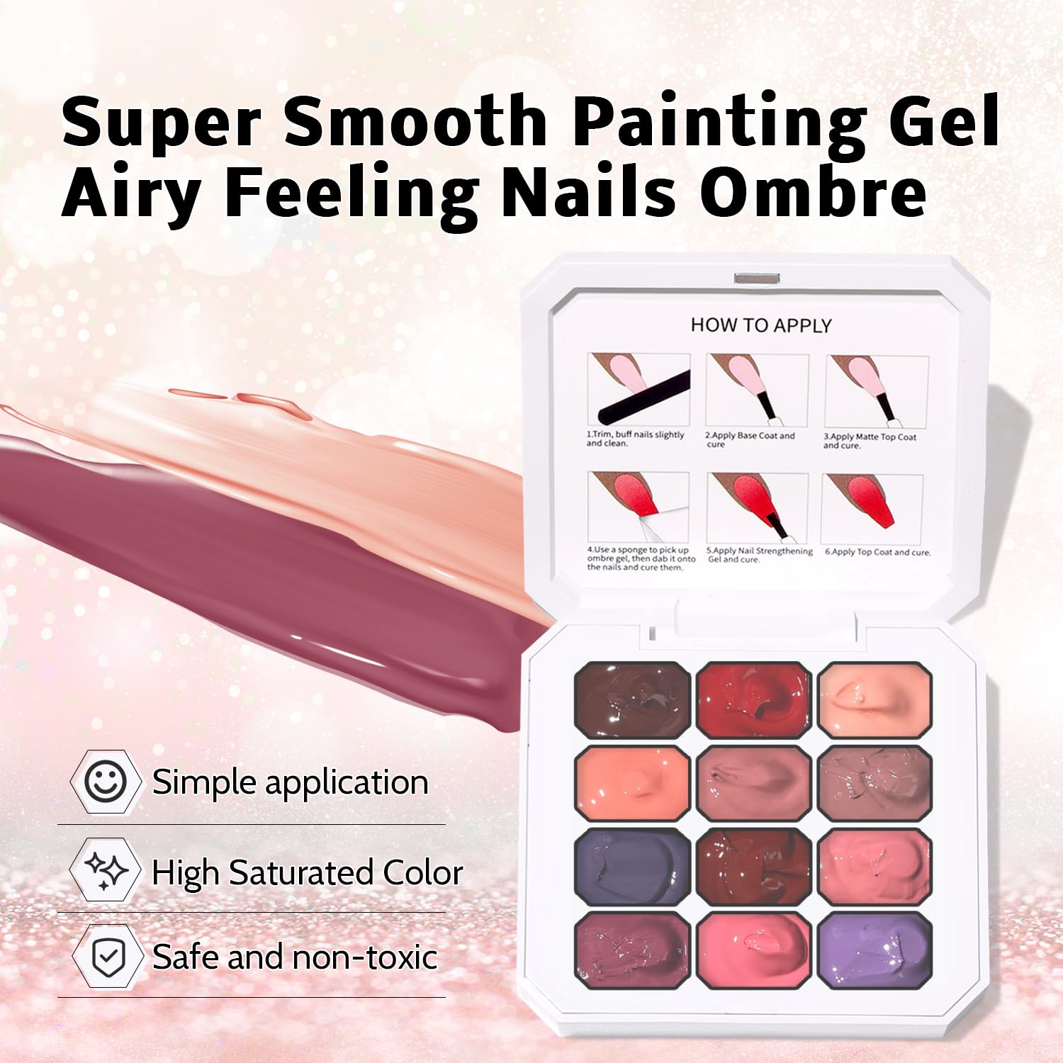 Karroy gradient painting gel palette designed for seamless color blending.