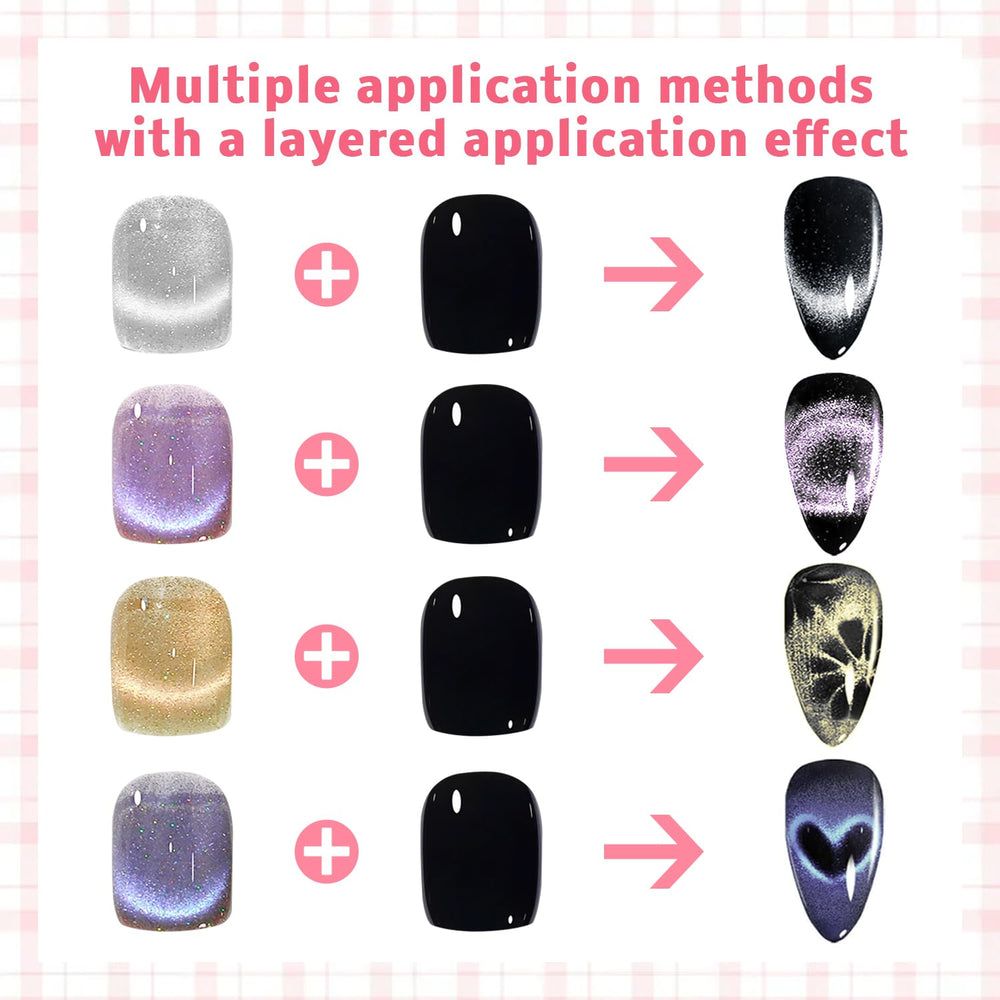 Karroy holographic glitter particles add depth and shine to nails.