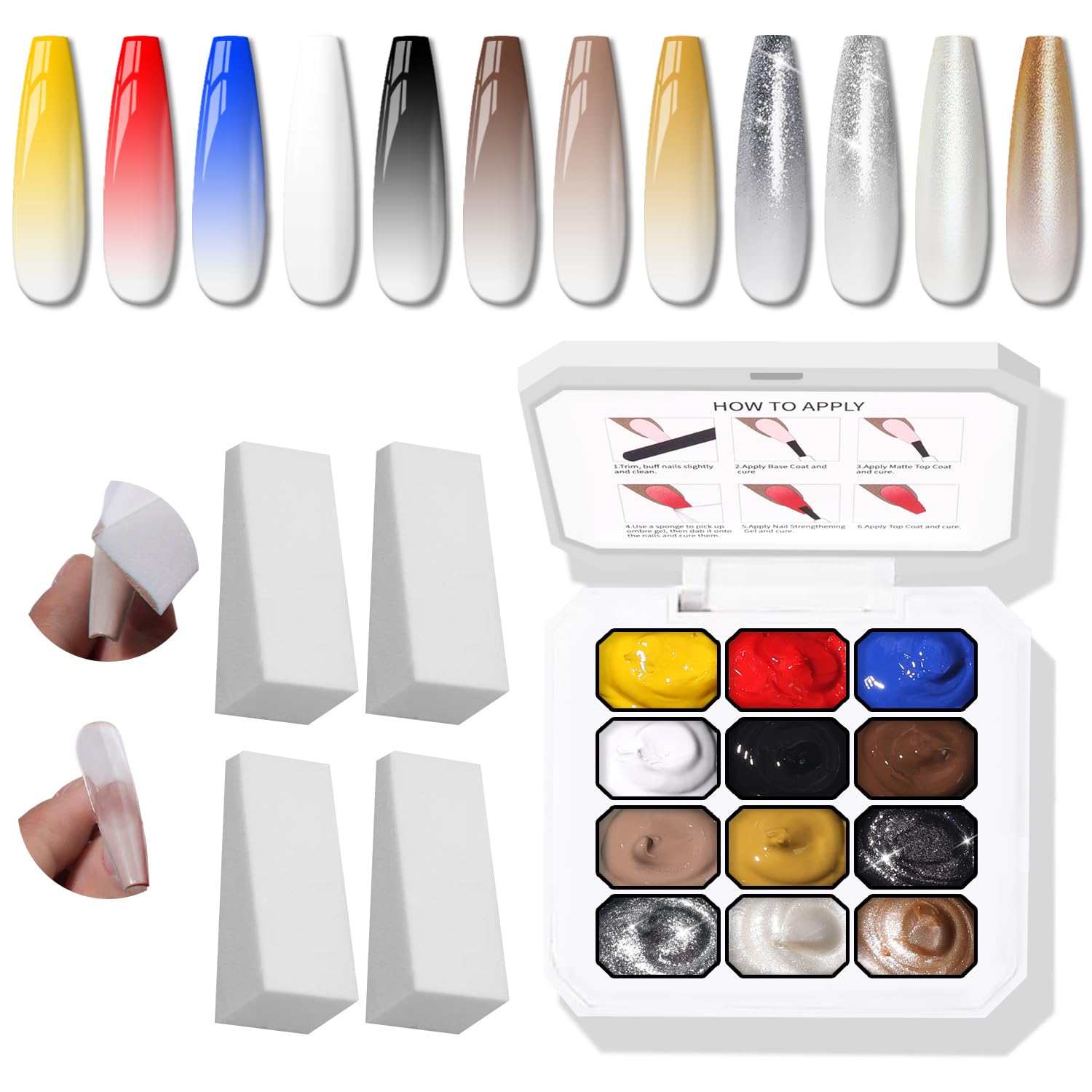 Karroy palette with metallic gel colors for DIY ombre nails