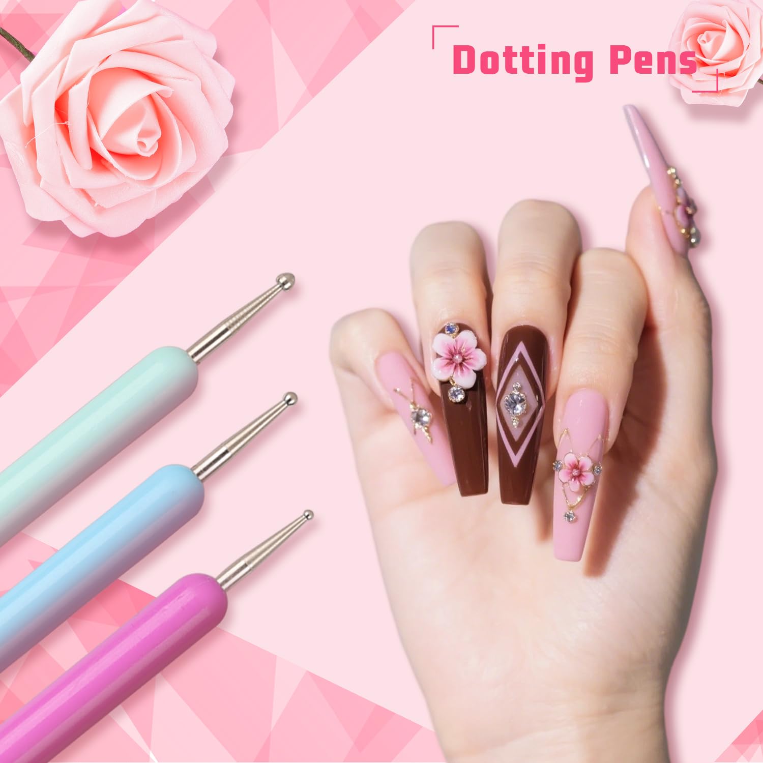 Karroy solid nail gel paint brush set ideal for precise nail art details.