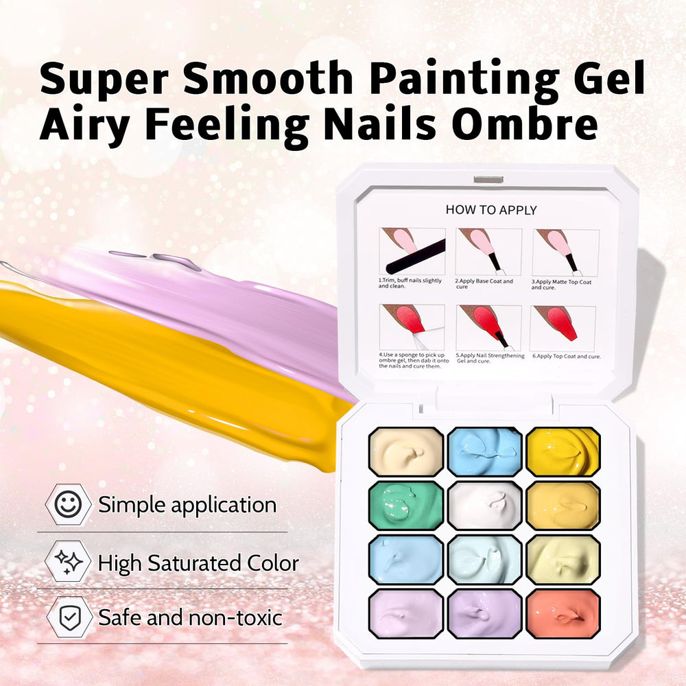 Karroy solid gel nail palette ready for painting and blending.