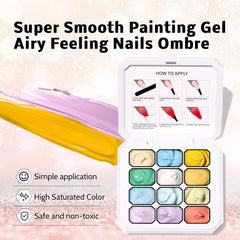 Karroy solid gel nail palette ready for painting and blending.