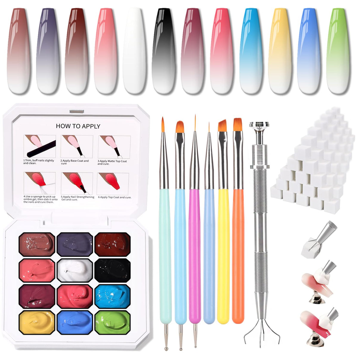 Karroy sponge-pat gel nail palette for seamless ombre color blending at home